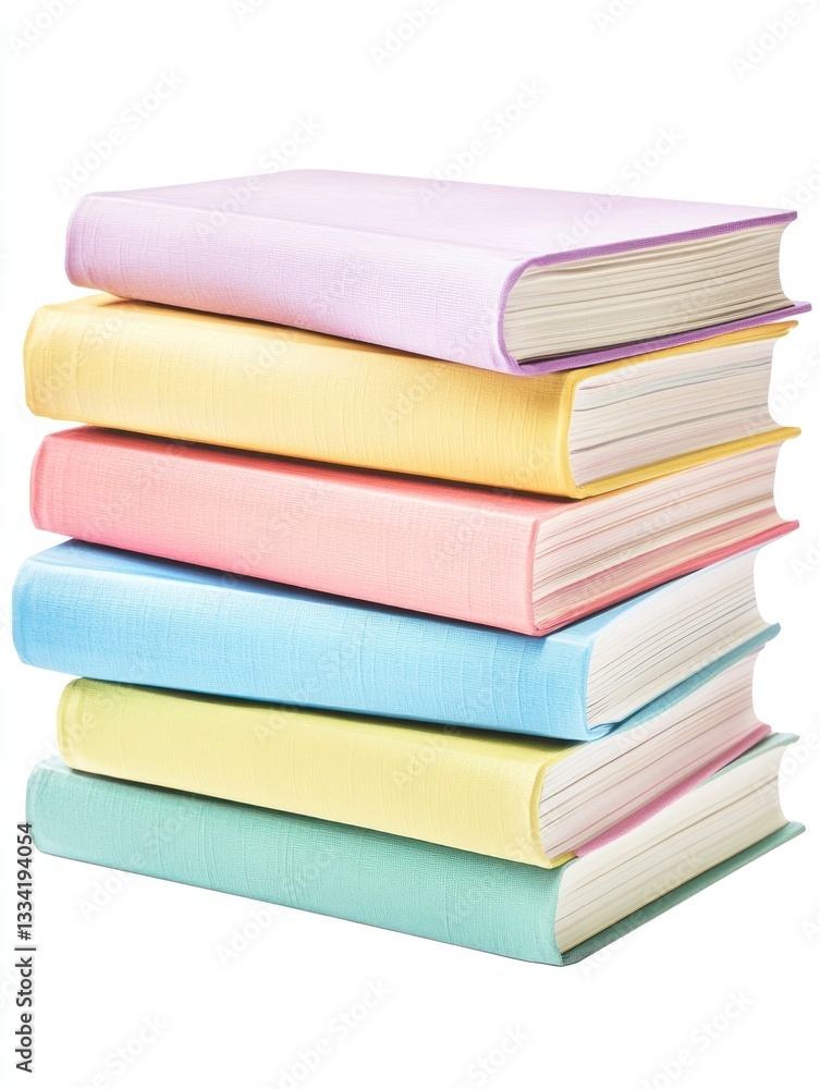 Stack of Colorful Pastel Books on White Background for Education Theme Stack of Colorful Pastel Books on White Background for Education Theme