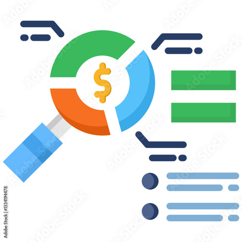 Fundamental Analysis icon in Flat Color Style. Simple Vector Design. Simple Vector Flat Icon