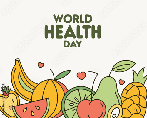 World Health Day Fruit Illustration for Healthy Eating