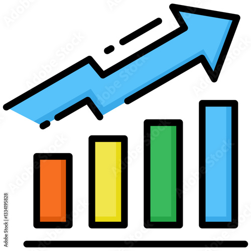 Increase icon in Flat Color Style With Outline. Simple Vector Design. Simple Vector Flat Icon