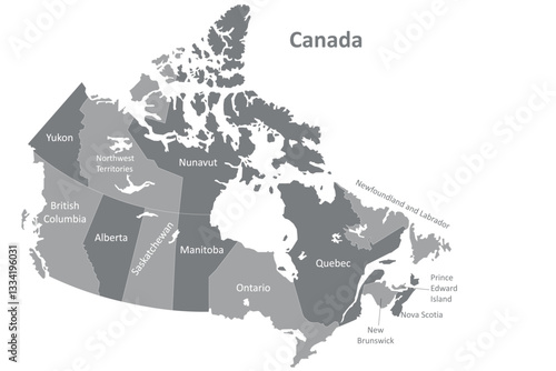 Detailed administrative map of Canada illustrating its provinces and territories