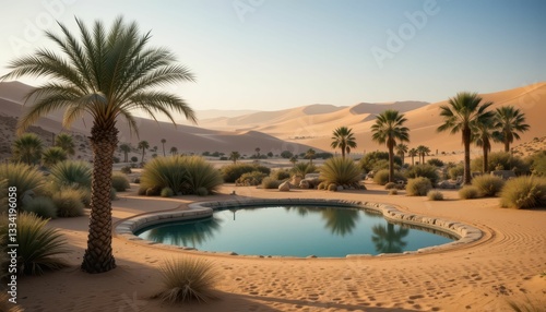 Wallpaper Mural Serene Oasis Amidst Golden Sand Dunes in Desert Landscape Torontodigital.ca