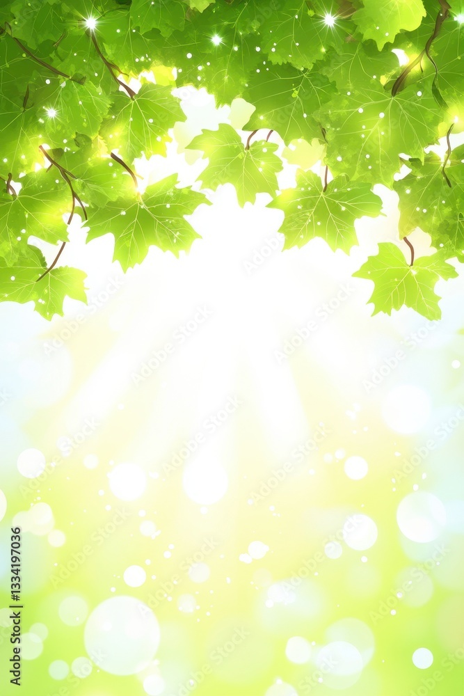 Vibrant Springtime: Sunlit Green Leaves and Soft Light Vibrant Springtime: Sunlit Green Leaves and Soft Light