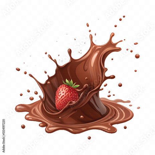 abstract 3d liquid chocolate splash in crown style isolated on white background