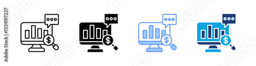 Market Analysis Multistyle Icon Set Vector 