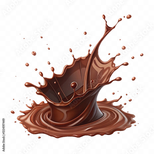 abstract 3d liquid chocolate splash in crown style isolated on white background