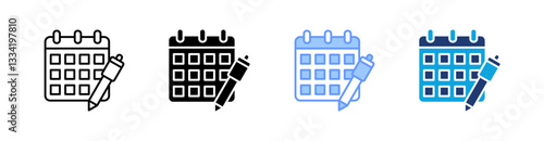 Schedule Multistyle Icon Set Vector 