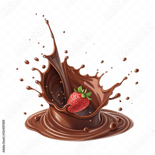 abstract 3d liquid chocolate splash in crown style isolated on white background