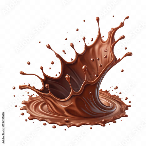 abstract 3d liquid chocolate splash in crown style isolated on white background