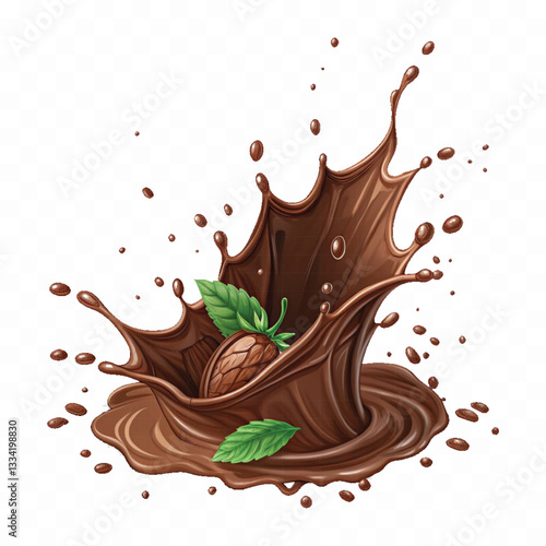 abstract 3d liquid chocolate splash in crown style isolated on white background