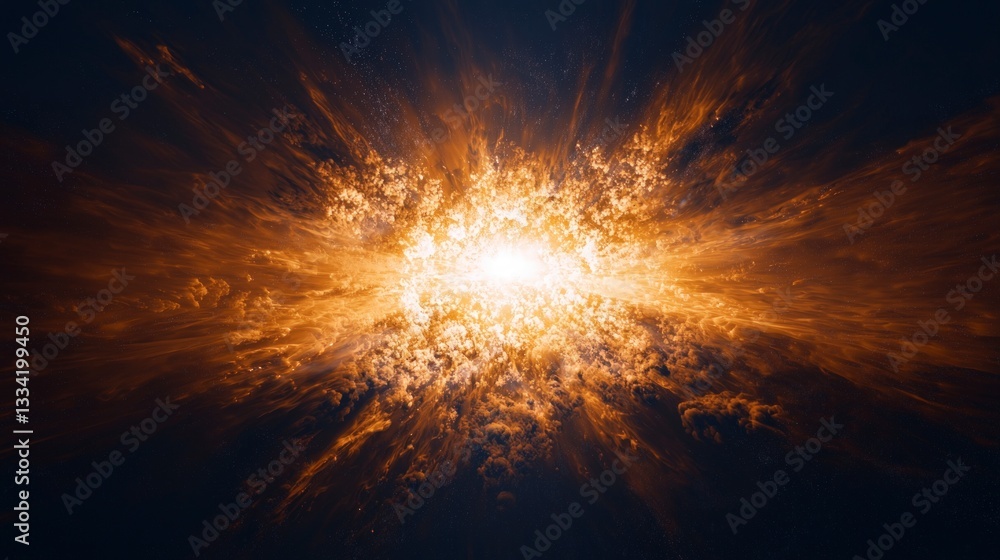 Cosmic Explosion Golden Nebula Celestial Burst Space Background Cosmic Explosion Golden Nebula Celestial Burst Space Background