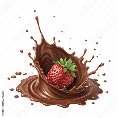 abstract 3d liquid chocolate splash in crown style isolated on white background