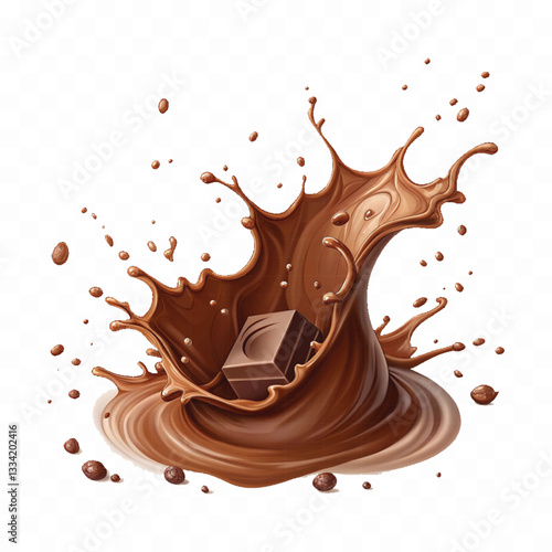 abstract 3d liquid chocolate splash in crown style isolated on white background