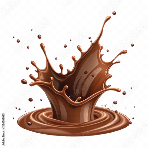 abstract 3d liquid chocolate splash in crown style isolated on white background