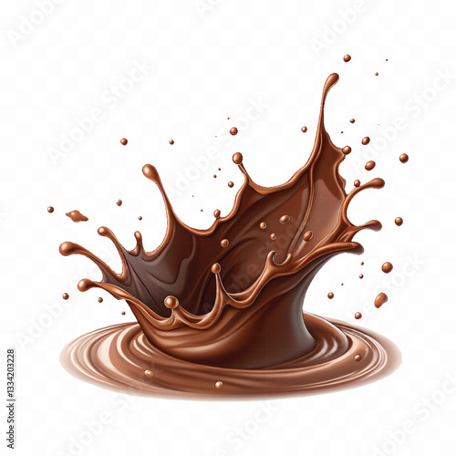 abstract 3d liquid chocolate splash in crown style isolated on white background