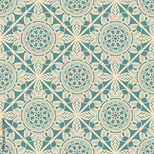 Pattern with crochet granny square wallpaper handmade decorative art design print	
