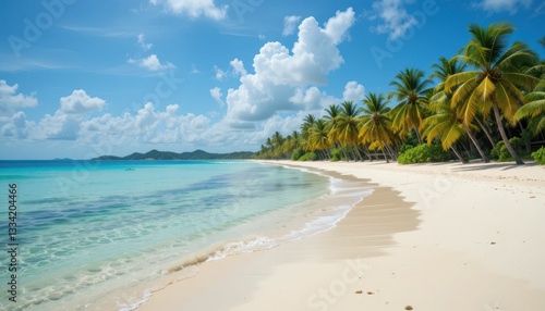 Wallpaper Mural Serene Tropical Beach with Palm Trees and Clear Blue Sky Torontodigital.ca