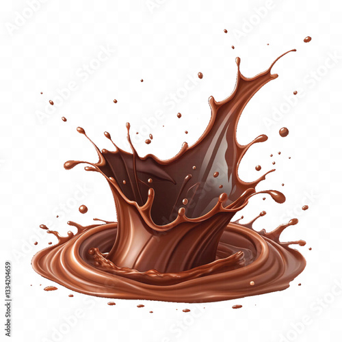 abstract 3d liquid chocolate splash in crown style isolated on white background