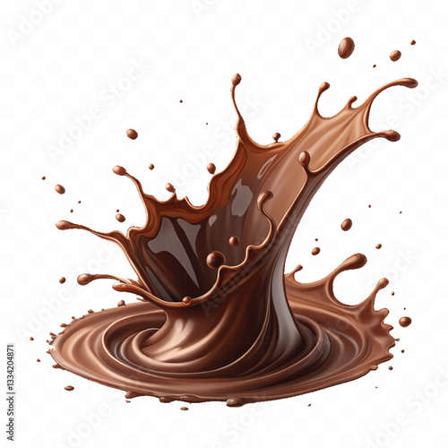 abstract 3d liquid chocolate splash in crown style isolated on white background