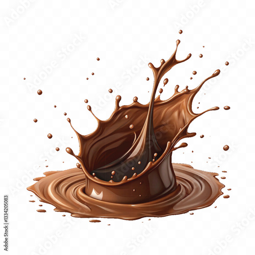 abstract 3d liquid chocolate splash in crown style isolated on white background
