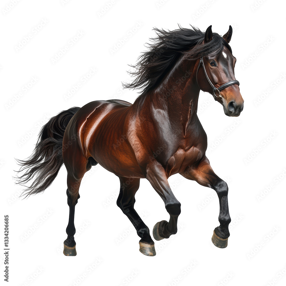 Isolated Dynamic Image of a Galloping Brown Horse Isolated Dynamic Image of a Galloping Brown Horse