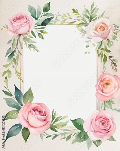 Wallpaper Mural Elegant rose wedding invitation with soft watercolor flowers. Torontodigital.ca