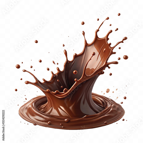 abstract 3d liquid chocolate splash in crown style isolated on white background