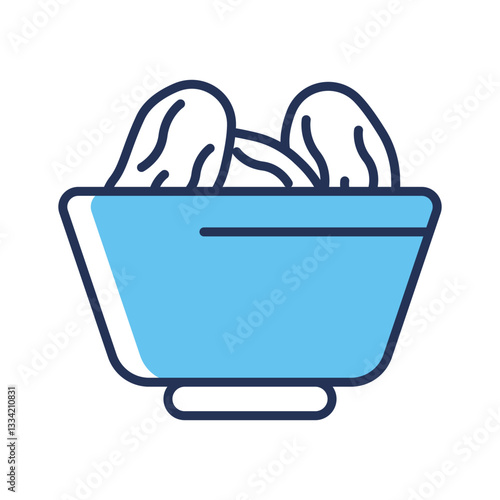 An amazingly designed outline style icon of dates bowl
