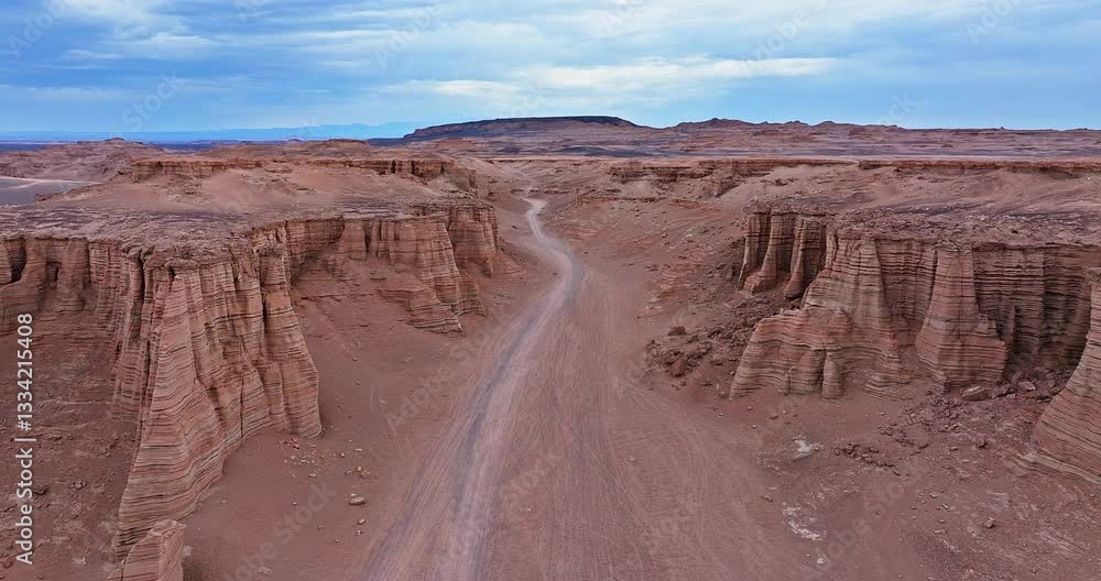 Vast landscape of yadan landform with eroded rock formations. Famous Dahaidao no man's land natural landscape in Xinjiang, China. Vast landscape of yadan landform with eroded rock formations. Famous Dahaidao no man's land natural landscape in Xinjiang, China.