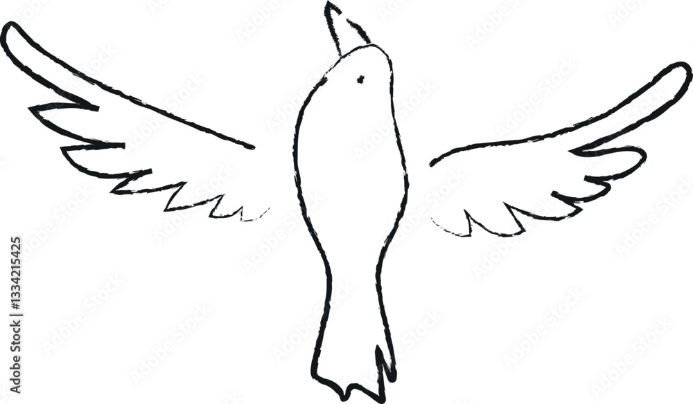 Sketch of a flying bird on a white background. Vector illustration Sketch of a flying bird on a white background. Vector illustration