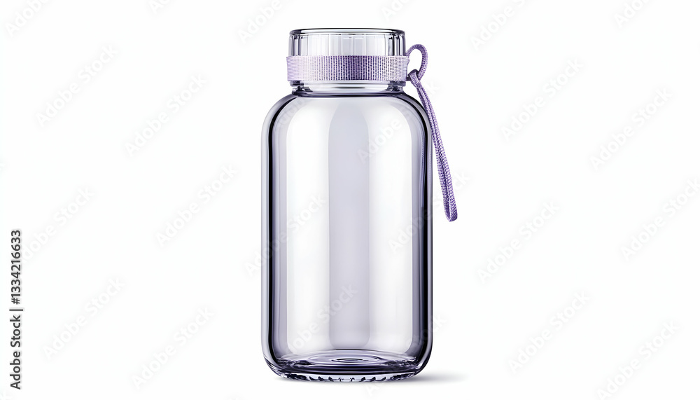 Lavender glass water bottle with carrying loop Lavender glass water bottle with carrying loop