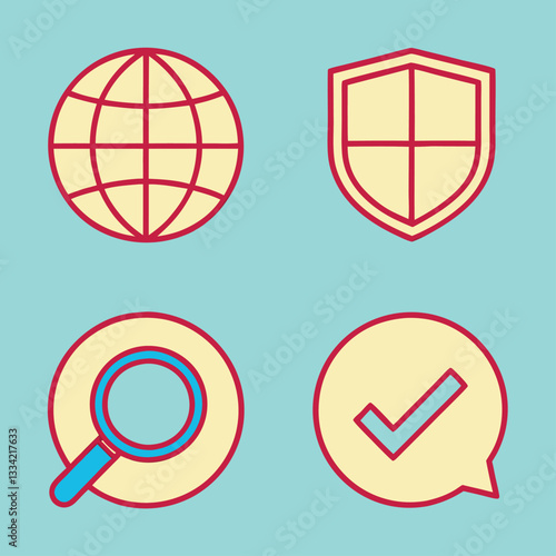 Global Security and Search Icons for a Secure Online Experience