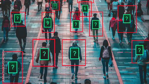 Monitored by AI. Social credit system concept image.