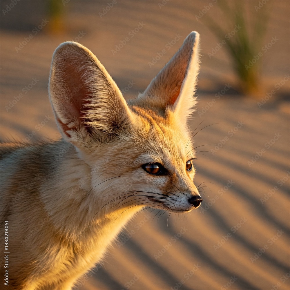 Animal in Sand: Fennec Fox Close-up Animal in Sand: Fennec Fox Close-up