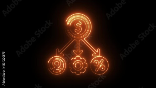 Glowing neon allocation  icon isolated on black background. HD Video motion graphic animation icon