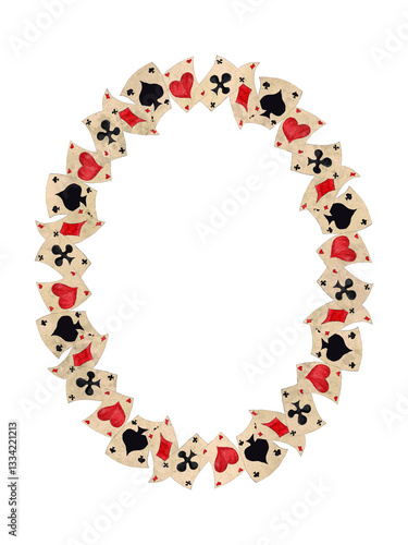 Alice in Wonderland  vintage style original hand drawn  playing cards frame
