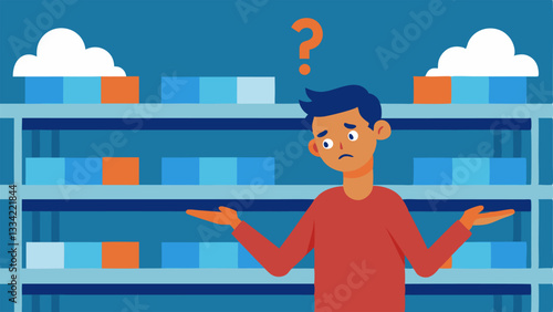 Empty Supermarket Shelves An illustration showing empty grocery store shelves with a customer looking confused highlighting the direct impact on consumer goods availability.