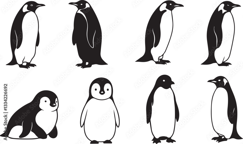 Fototapeta premium penguin silhouette vector illustration art
