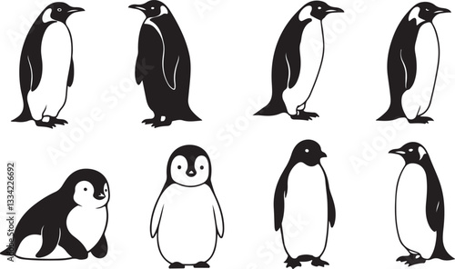 penguin silhouette vector illustration art