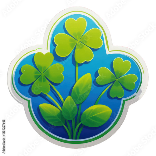 green clovers shamrock ,vector illustration  sticker for St. Patricks day