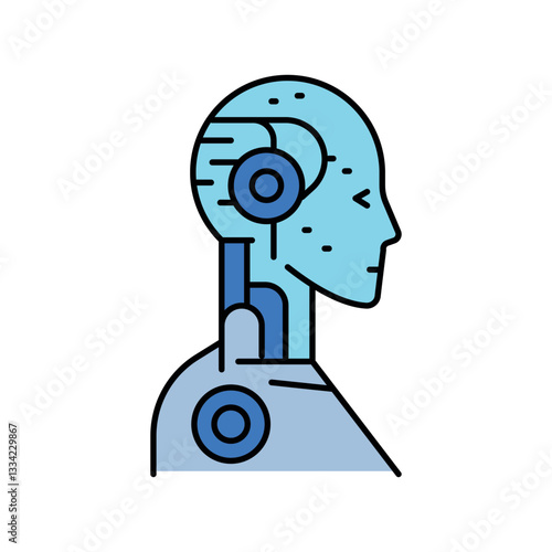 intelligent robot color flat icon.