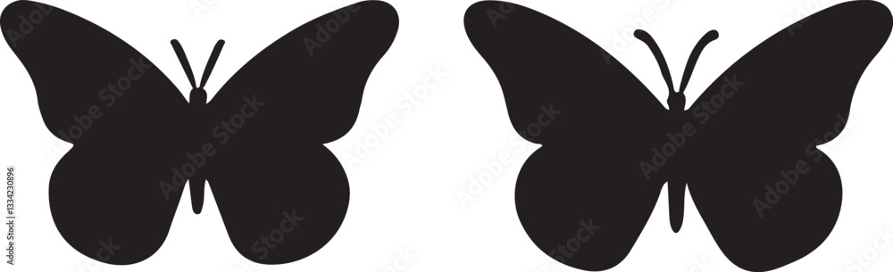 Simple Butterfly silhouette vector set. Flying butterfly logo vector design isolated on white background Simple Butterfly silhouette vector set. Flying butterfly logo vector design isolated on white background
