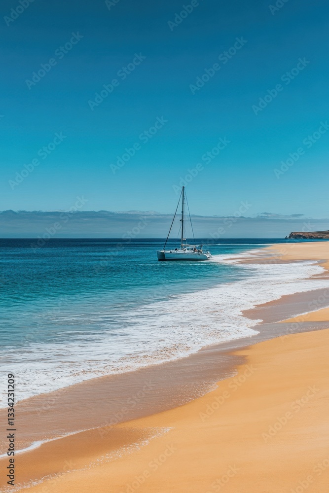 Obraz premium Serene Sailboat on a Tropical Beach