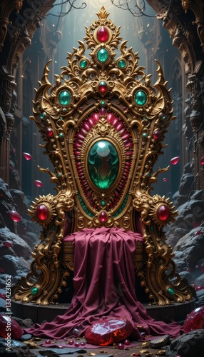 Wallpaper Mural Ornate Golden Throne with Jewels Set in an Mystical Ruins Torontodigital.ca