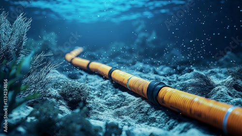 Underwater fiber optic cable extending into the ocean