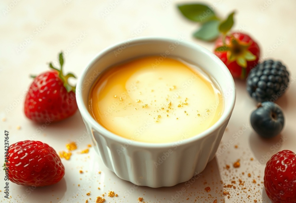 Photorealistic image of Panna Cotta dessert Photorealistic image of Panna Cotta dessert