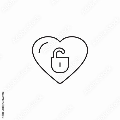 heart unlock icon sign vector