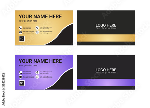 This is vector file. A bundle of 2 temples of different colors business card, modern business card template. this is editable.