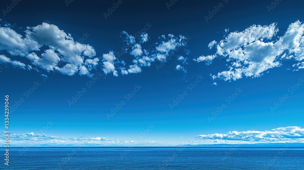 Obraz premium Clear Vibrant Blue Sky at Noon with Radiant Freshness and Clouds