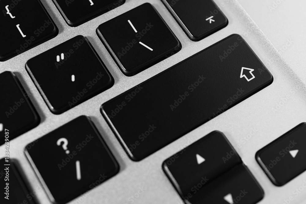 Technical support concept. Modern keyboard on light background, closeup